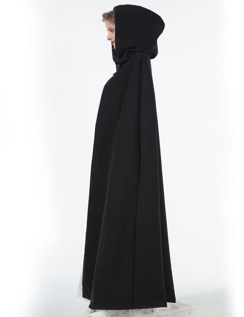 BEAUTELICATE Hooded Cloak Wedding Cape for Women Bridal Winter Robe Wool Blend Halloween Costume Christmas - Image 3